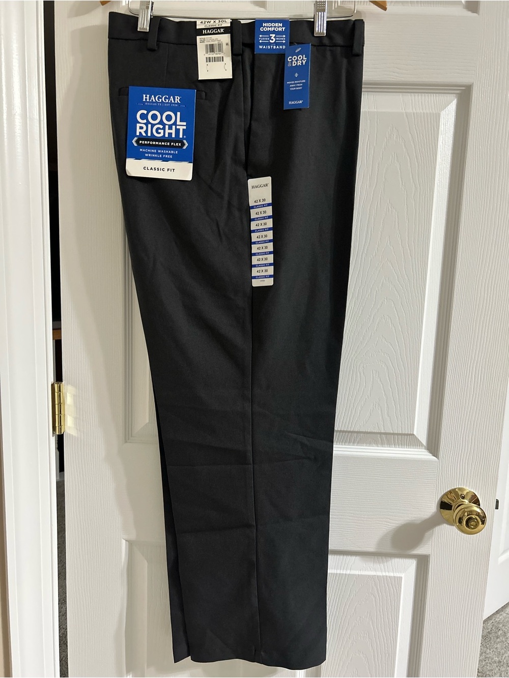 Haggar Cool Right Performance Flex Charcoal Classic Fit Pants NWT 42x30